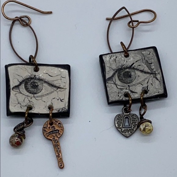 Artisan Eye Design Earrings with Charms - Picture 5 of 5